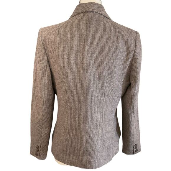 Lee David Womens 11/12 Light Brown Blazer Double-Breasted Wool Blend Notch Lapel - Picture 2 of 8